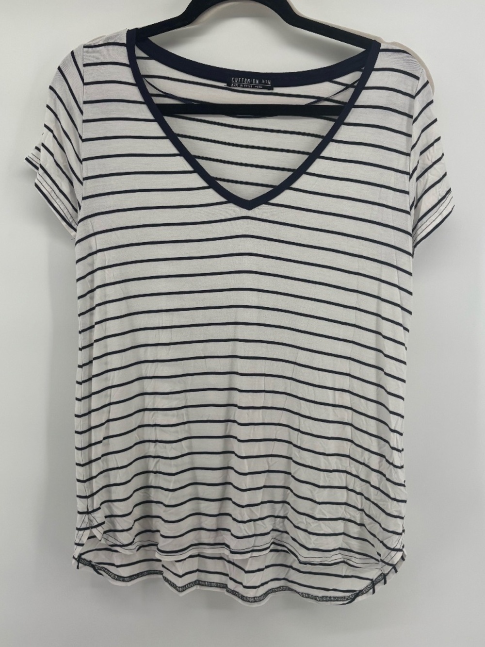 COTTON ON black and white striped v neck top size medium